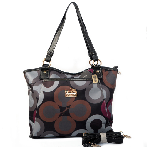 Coach Poppy C Logo Small Black Multi Totes EJY | Women - Click Image to Close